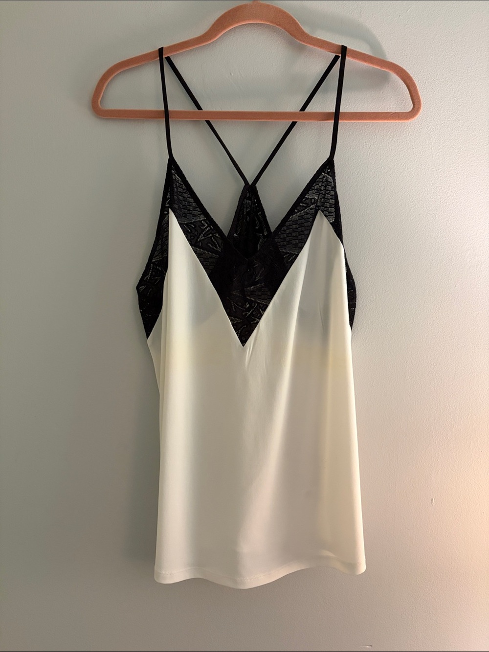 Express Black & Cream Lace Trim Cami Slip